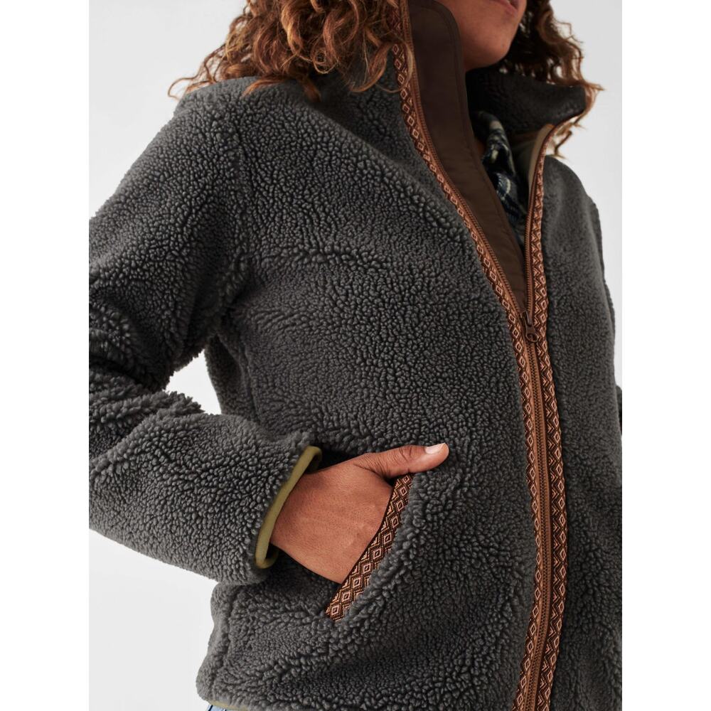Faherty Gray Teddy Jacket With Brown Accents - image 3